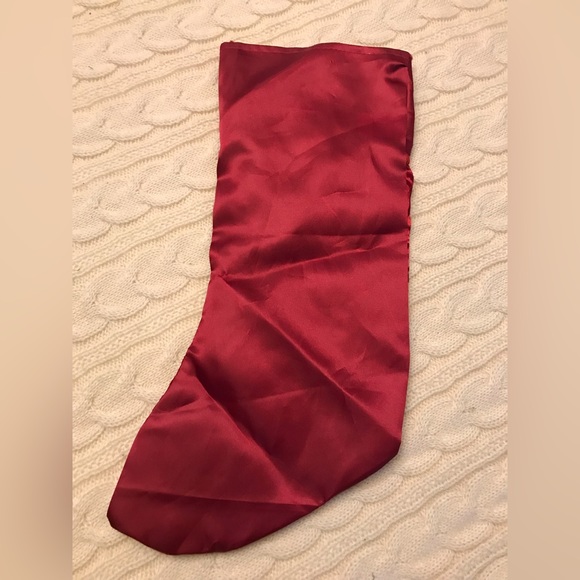 Satin Deep Red Christmas Stocking Regular Size - Picture 4 of 5